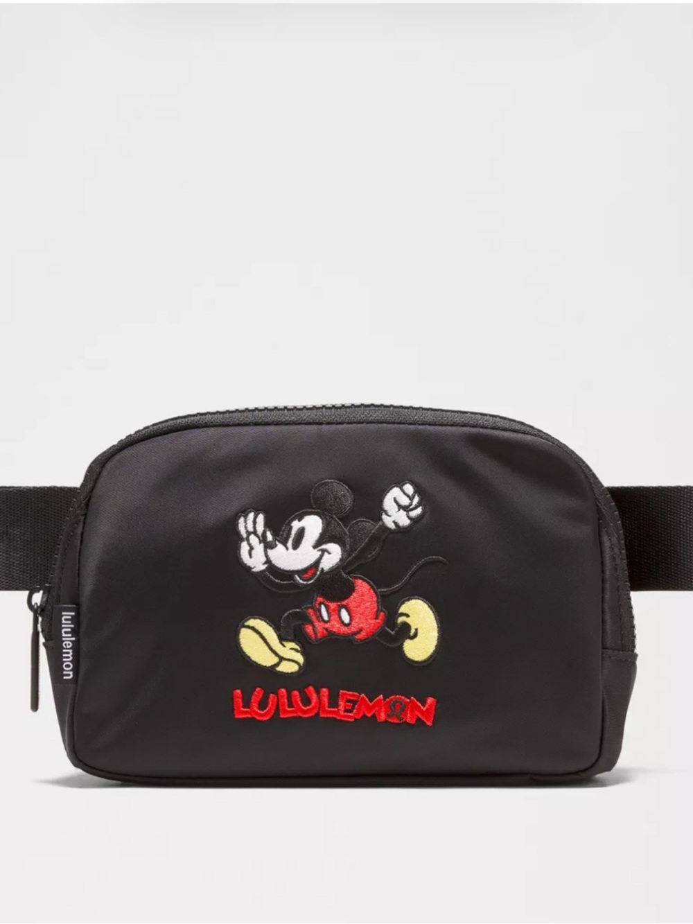 NWT Lululemon 1L Black Belt Bag with Red Yellow White Mickey Embroidery